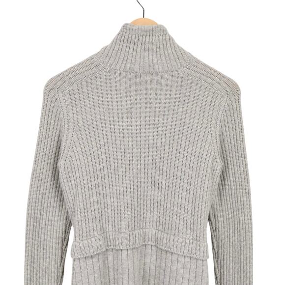 Loro Piana 100% Cashmere Rib Knit Belted Turtleneck Sweater Grey Size 38 Italy - Picture 4 of 10